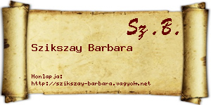 Szikszay Barbara névjegykártya